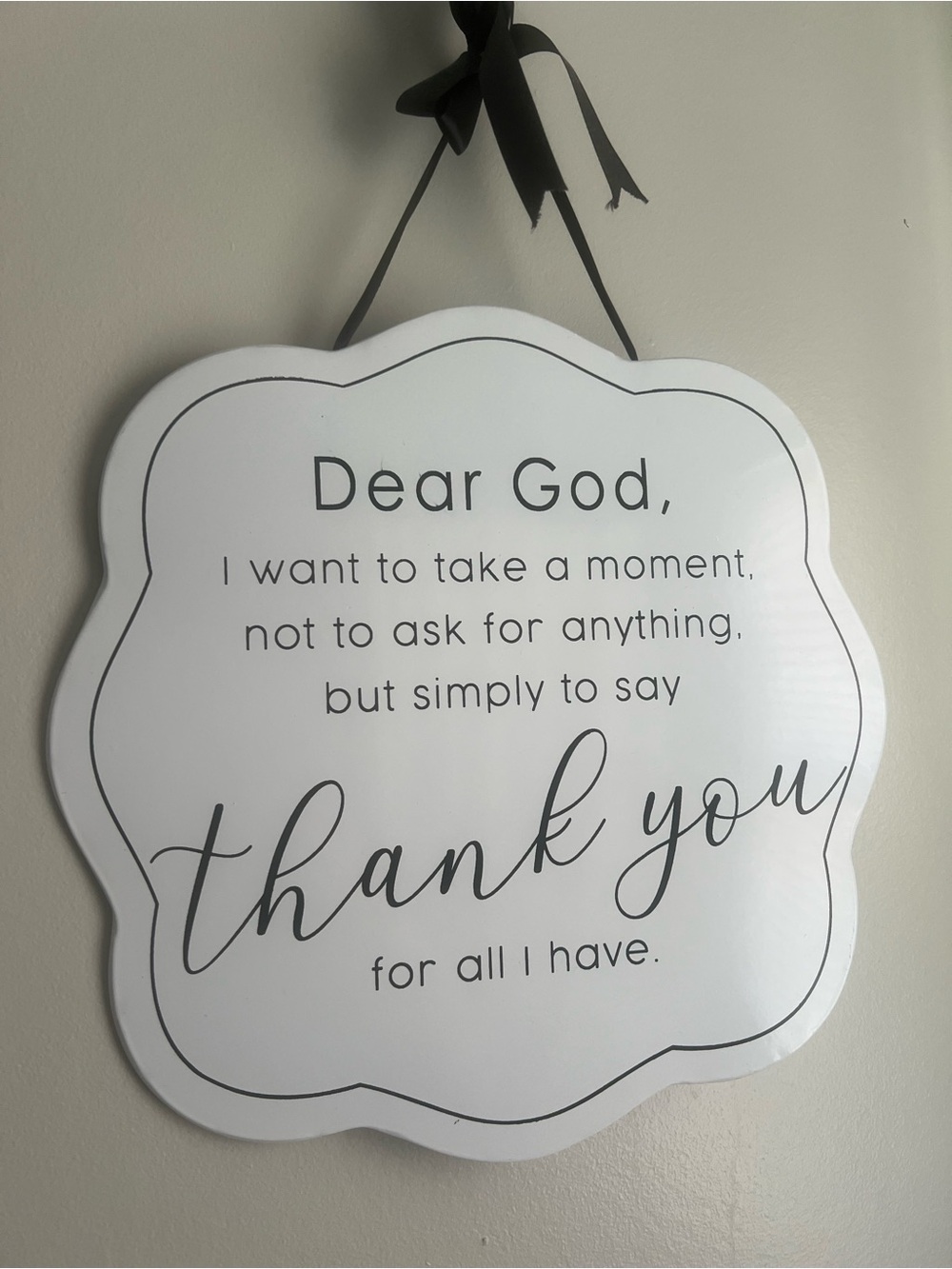 Thank You Prayer Wall Sign - White and Black
